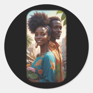 Pegatina Redonda Paradise Black Love Serie S Pegatina1
