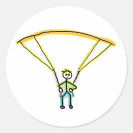 Pegatina Redonda Paragliding Stickman