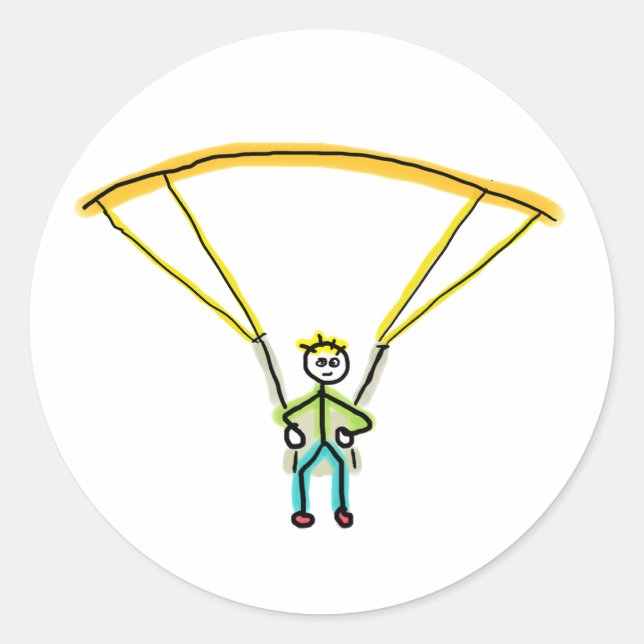 Pegatina Redonda Paragliding Stickman (Anverso)