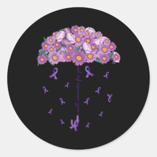 Pegatina Redonda Paraguas de la flor de conciencia que recordaré po