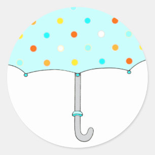 Pegatina Redonda Paraguas de lunares para baby shower