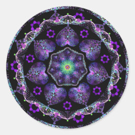 Pegatina Redonda Paraguas morados y corazones .7