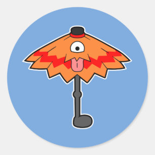 Pegatina Redonda Paraguas Yokai- Monstruo japonés Kasa-obake