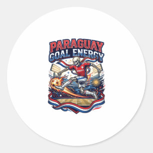 Pegatina Redonda Paraguay Gol Energía Esqueleto Delantero Naciones