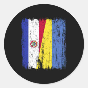Pegatina Redonda Paraguay Ucrania Media Bandera Paraguaya Herencia