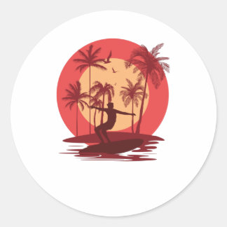 Pegatina Redonda Paraíso de Surfing