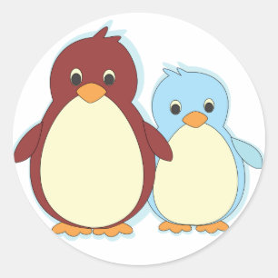 Pegatina Redonda Paraíso del pingüino