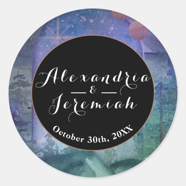 Pegatina Redonda Paraíso Forestal de Montaña (Anverso)