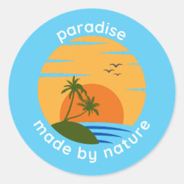 Pegatina Redonda Paraíso hecho por la naturaleza