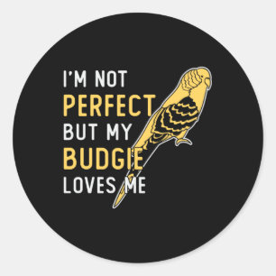 Pegatina Redonda Parakeet Lover My Budgie Me Ama Mascota Budgerigar