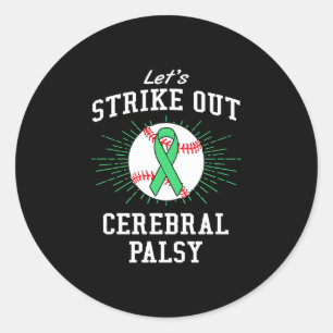 Pegatina Redonda parálisis cerebral conciencia béisbol vamos a ponc