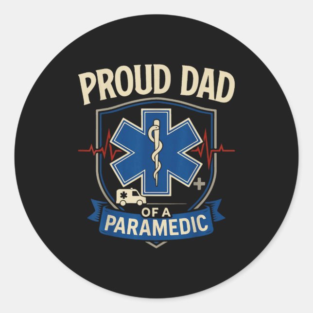 Pegatina Redonda Paramedic Dad Proud Dad Of A Paramedic  (Anverso)