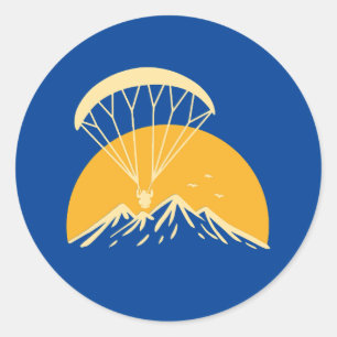 Pegatina Redonda Paramotor retro