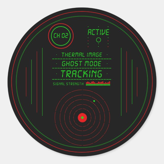 Pegatina Redonda Paranormal Ghost Tracker Radar Display Scanner Art (Anverso)