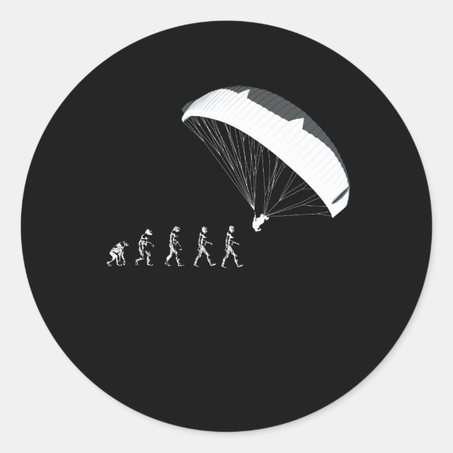 Pegatina Redonda Parapente en paracaídas en alza (Anverso)