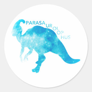 Pegatina Redonda Parasaurolophus azul - Elegir color de fondo