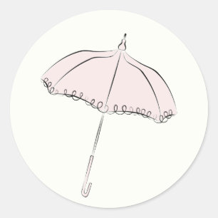 Pegatina Redonda Parasol rosa