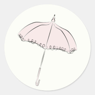Pegatina Redonda Parasol rosa