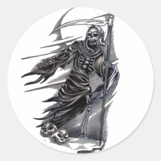 Pegatina Redonda Parca Grim Reaper Tomando Almas