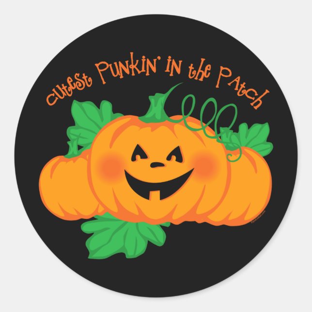 Pegatina Redonda Parche Cutest Punkin (Anverso)