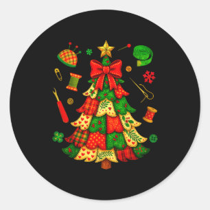 Pegatina Redonda Parche de árbol de Navidad Quilting Quilter Costur