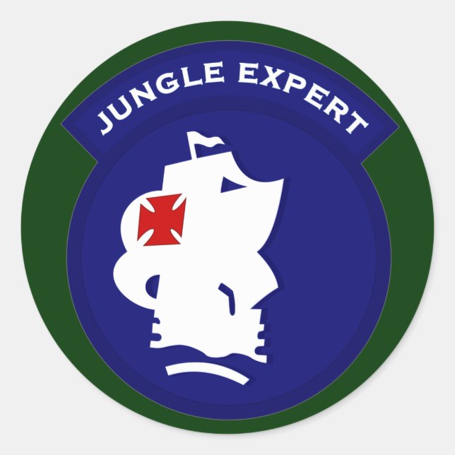 Pegatina Redonda Parche de bolsillo del experto en jungla (Anverso)