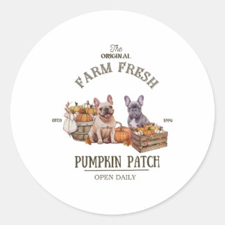 Pegatina Redonda Parche De Calabaza Bulldog Francés La Granja Origi