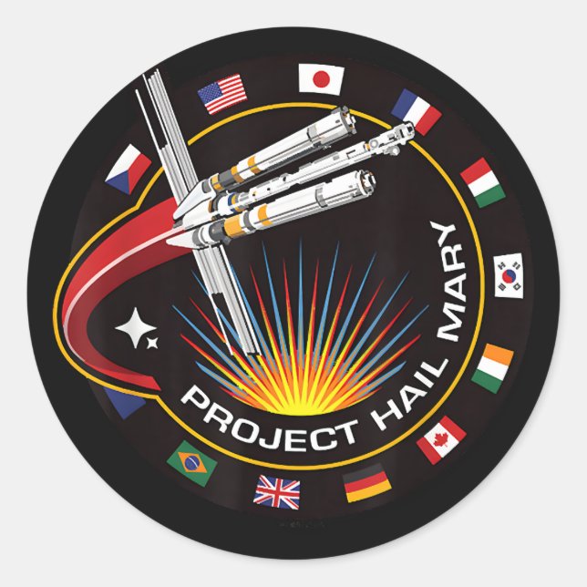 Pegatina Redonda Parche de misión espacial (Anverso)