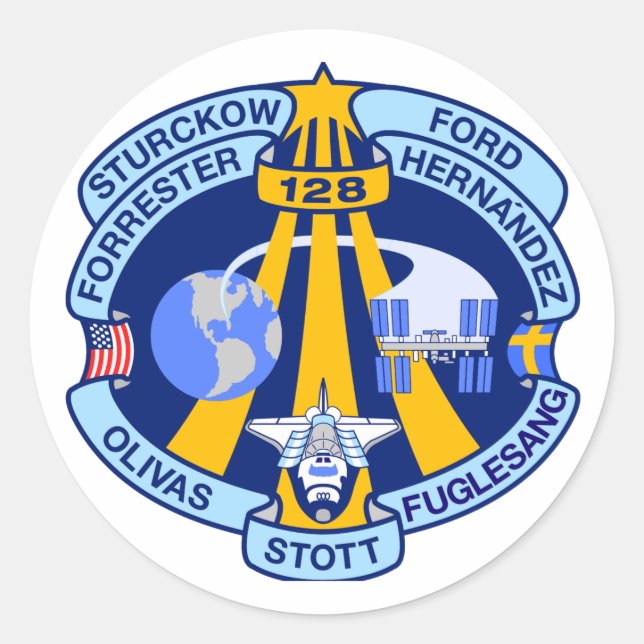 Pegatina Redonda Parche de misión STS-128 (Anverso)