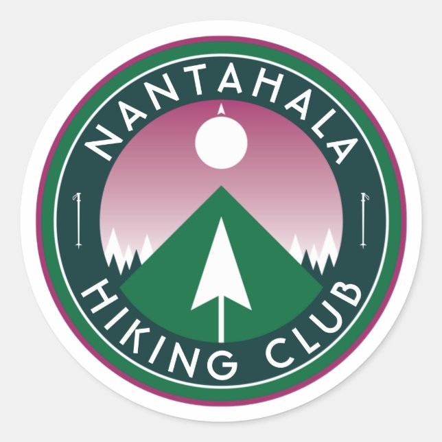 Pegatina Redonda Parche de montaña clásico del club de senderismo d (Anverso)