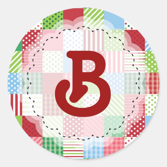 Pegatina Redonda Parche de Navidades monogramados (Anverso)