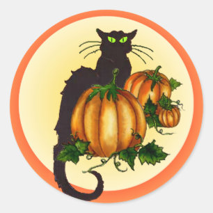 PEGATINA REDONDA PARCHE DE PUMPKIN DE GATO NEGRO DE SHARON SHARPE