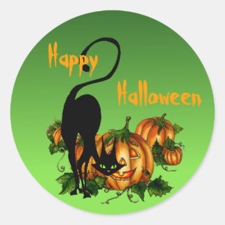 PEGATINA REDONDA PARCHE DE PUMPKIN DE GATO NEGRO DE SHARON SHARPE