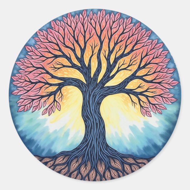 Pegatina Redonda Parche del ÁRBOL DE LA VIDA (Anverso)