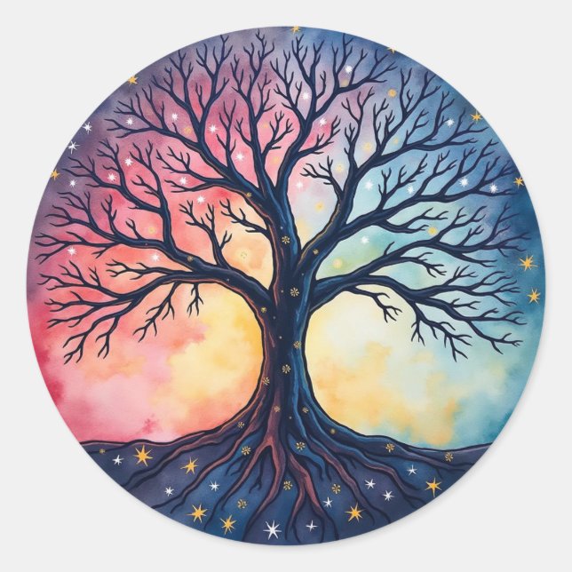 Pegatina Redonda Parche del ÁRBOL DE LA VIDA (Anverso)