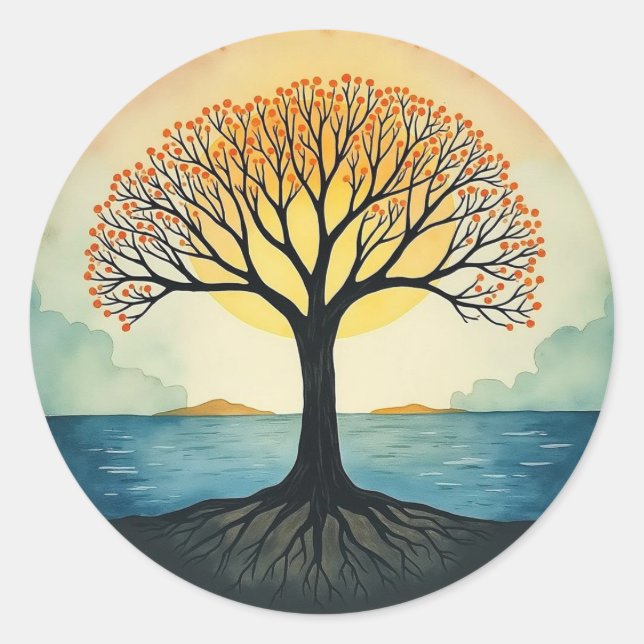Pegatina Redonda Parche del ÁRBOL DE LA VIDA (Anverso)