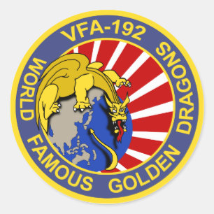 Pegatina Redonda Parche del Escuadrón del VFA-192 GOLDENDRAGONS