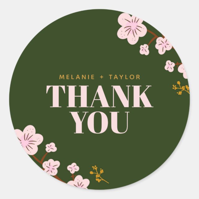 Pegatina Redonda Parche elegante de flores (Anverso)