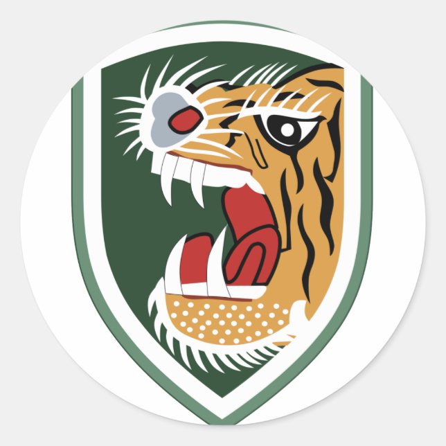 PEGATINA REDONDA PARCHE MILITAR DE LA DIVISIÓN DE TIGRES DE LA REPÚ (Anverso)