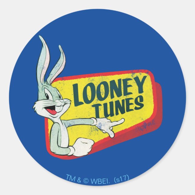 Pegatina Redonda Parche retro BUGS BUNNY™ LOONEY TUNES™ (Anverso)