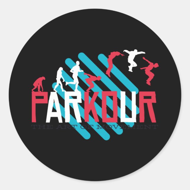 Pegatina Redonda Parco, Parkour, Acrobacias, Freerunning (Anverso)