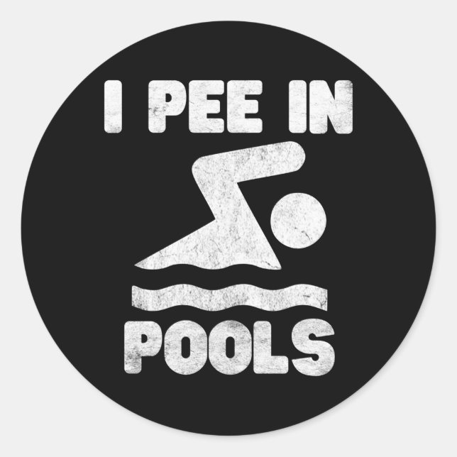 Pegatina Redonda Pare En Las Líneas De Las Piscinas (Anverso)