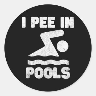 Pegatina Redonda Pare En Las Líneas De Las Piscinas