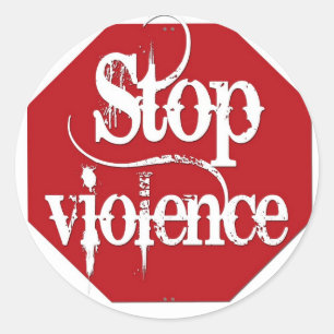 Pegatina Redonda Pare la violencia