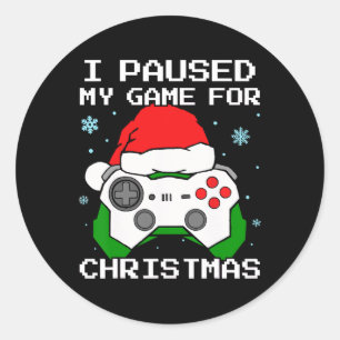 Pegatina Redonda Paré Mi Juego Para Los Juegos Retro De Los Navidad