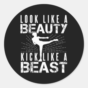 Pegatina Redonda Parecen Bellas Patas Como Bestia Kickboxer Athleti