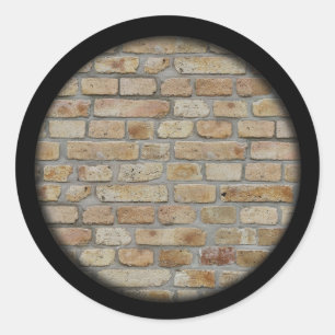 Pegatina Redonda Pared de ladrillo marrón Un diseño de Novedad