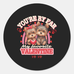 Pegatina Redonda Pareja adorable de Yorkshire Día de San Valentín R