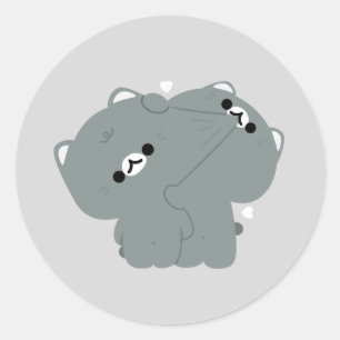 Pegatina Redonda Pareja americana de gato Shorthair