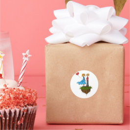 Pegatina Redonda pareja amorosa